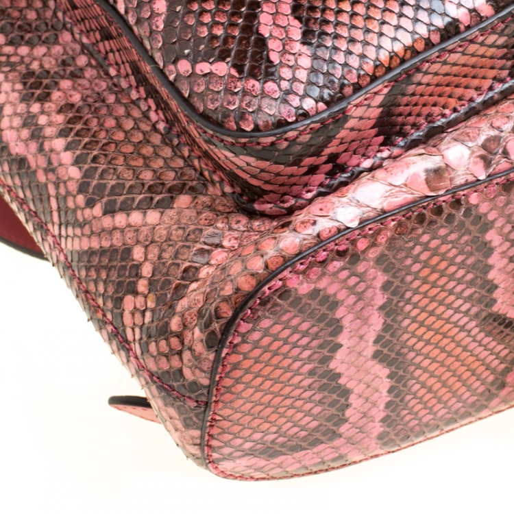 Pre Owned Gucci Pink/Multicolor Python Bamboo Drawstring Backpack