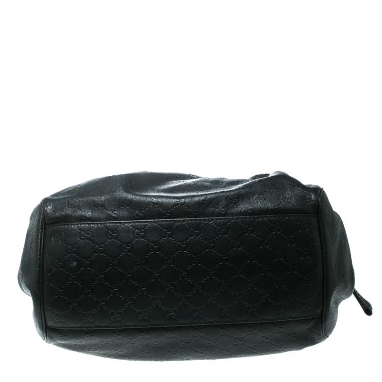 مملوكة مسبقًا Gucci Black Guccissima Leather Medium Sukey Boston Bag