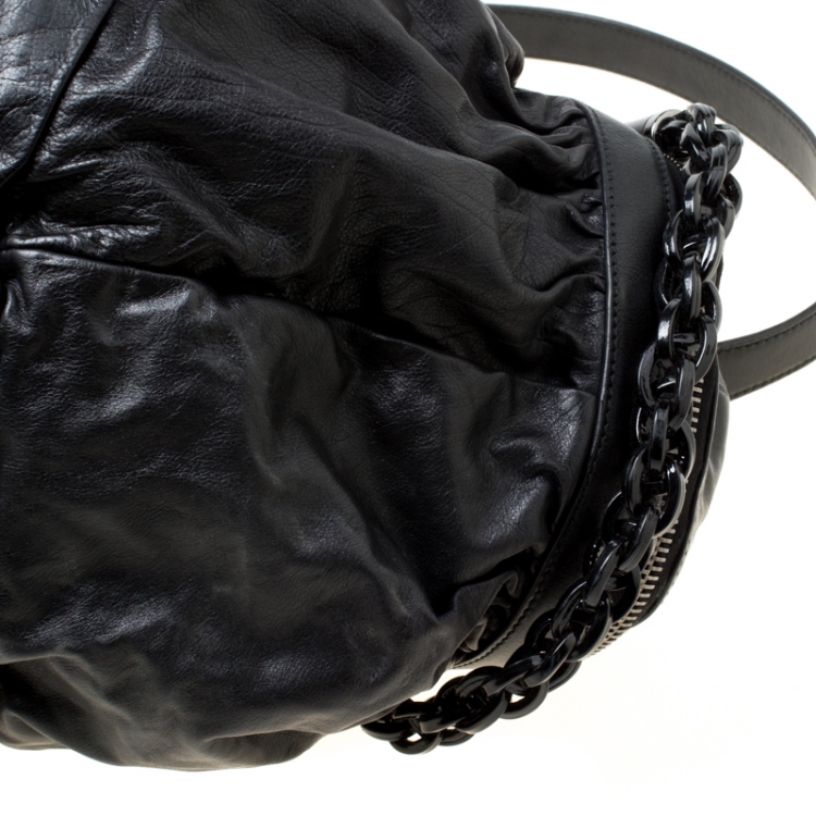 مملوكة مسبقًا Gucci Black Leather Galaxy Top Handle Bag