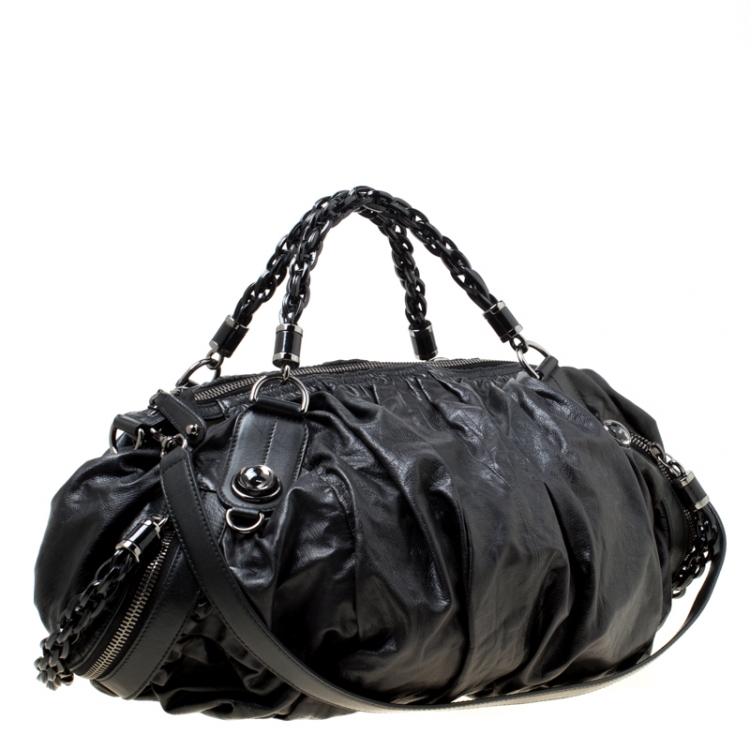 مملوكة مسبقًا Gucci Black Leather Galaxy Top Handle Bag