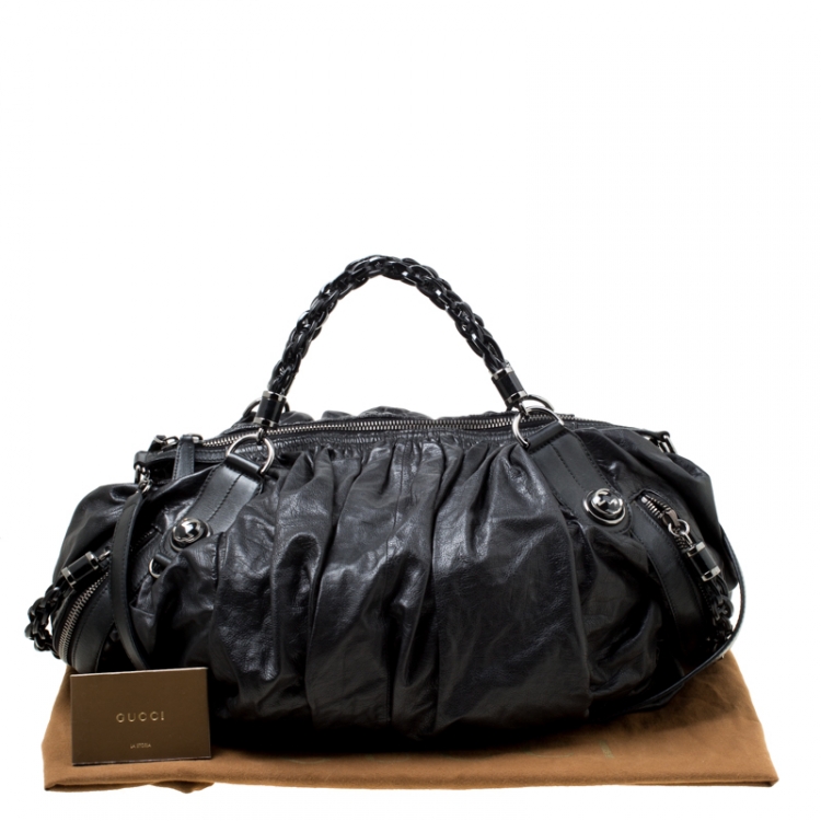 مملوكة مسبقًا Gucci Black Leather Galaxy Top Handle Bag