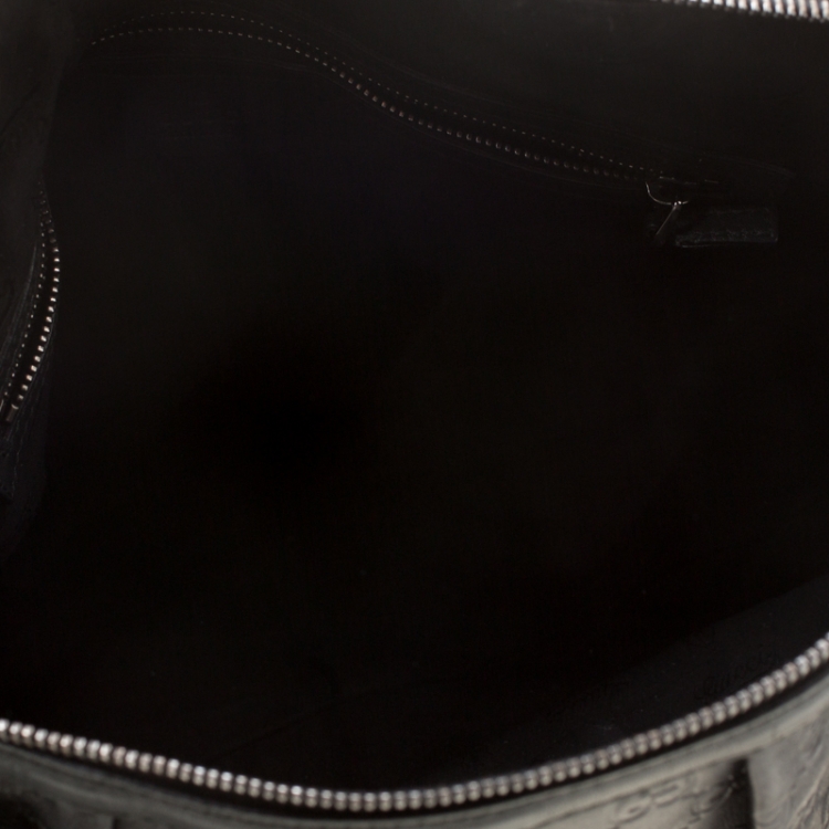 Pre Owned Gucci Black Guccissima Leather Medium Icon Bit Boston Bag