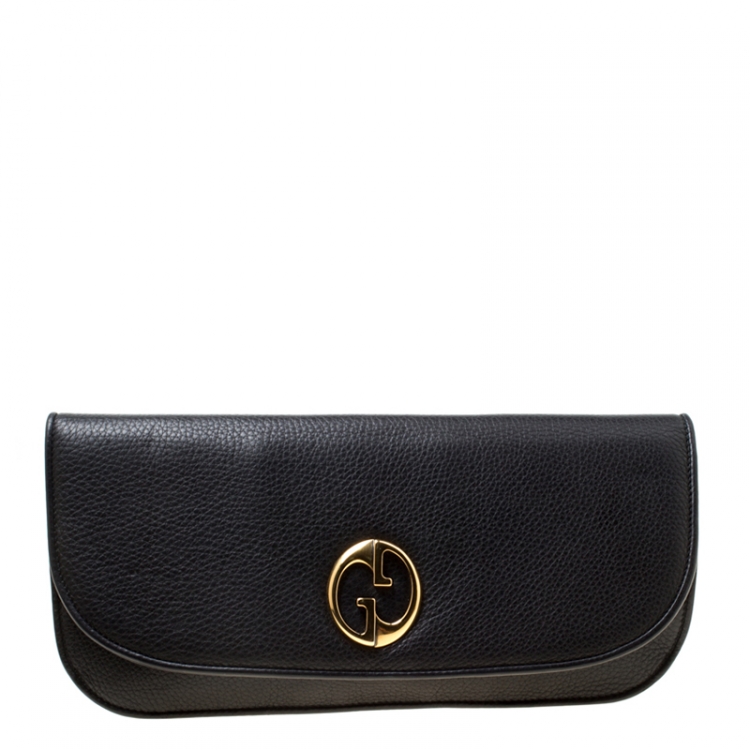 gucci black leather clutch