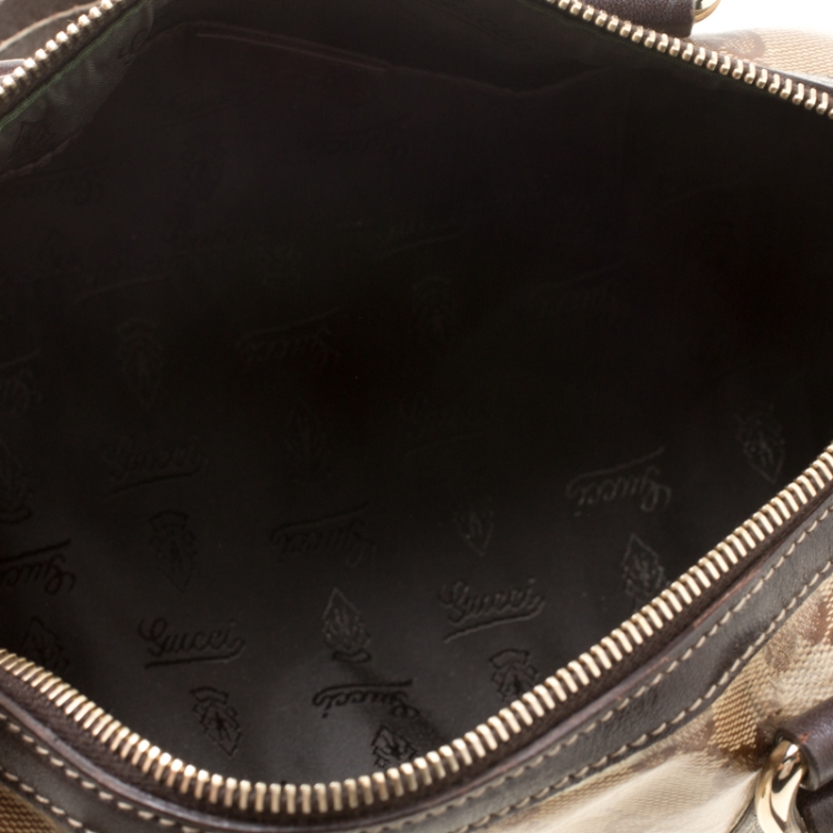 Pre Owned  Gucci Beige/Brown GG Crystal Canvas and Leather Small Duchessa Boston Bag