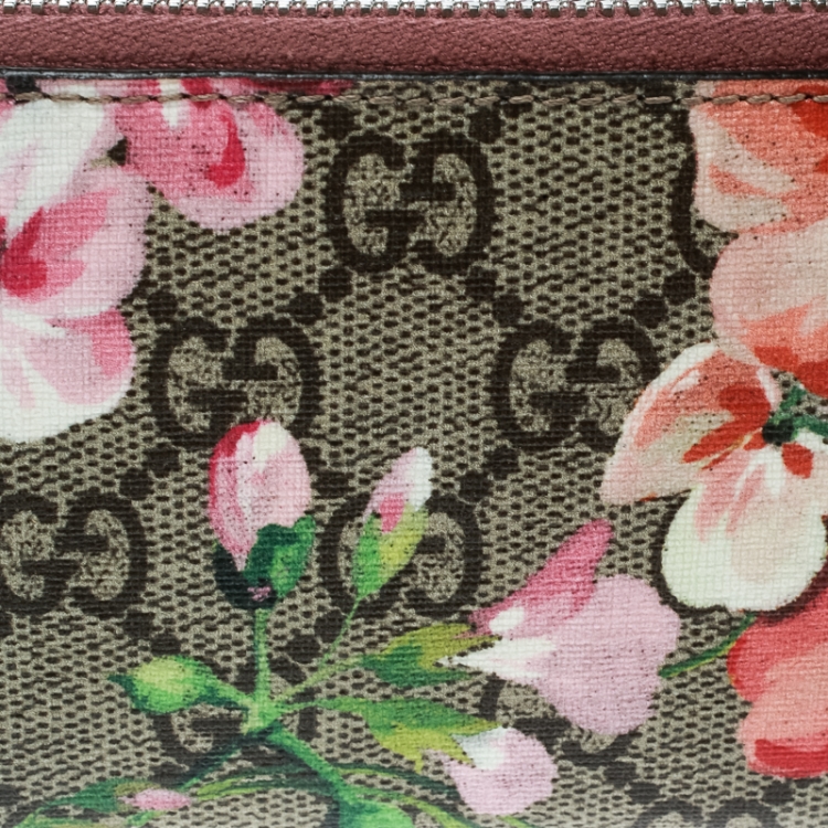 Pre Owned Gucci Beige GG Supreme Canvas Blooms Card Case