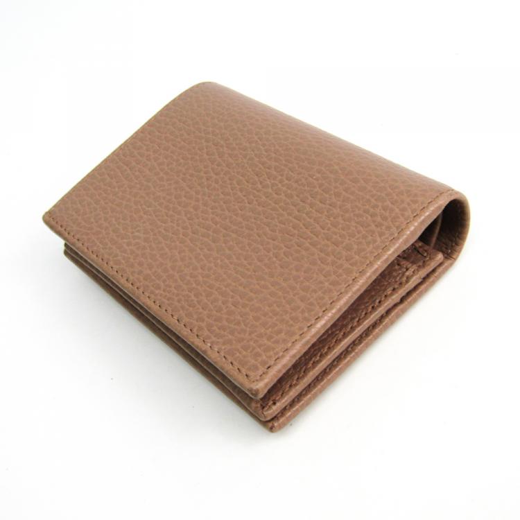 Pre Owned Gucci Beige Pebbled Leather GG Marmont Card Case