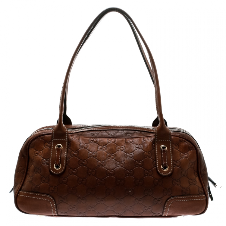 Pre Owned Gucci Brown Guccissima Leather Princy Boston Bag