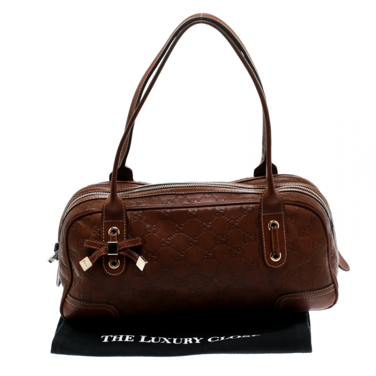Pre Owned Gucci Brown Guccissima Leather Princy Boston Bag