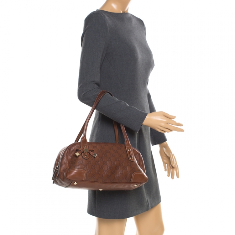 Pre Owned Gucci Brown Guccissima Leather Princy Boston Bag