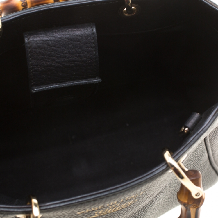 مملوكة مسبقًا Gucci Black Leather Mini Bamboo Top Handle Bag