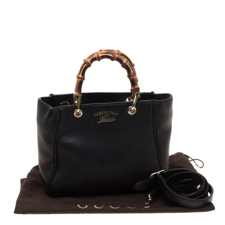 مملوكة مسبقًا Gucci Black Leather Mini Bamboo Top Handle Bag