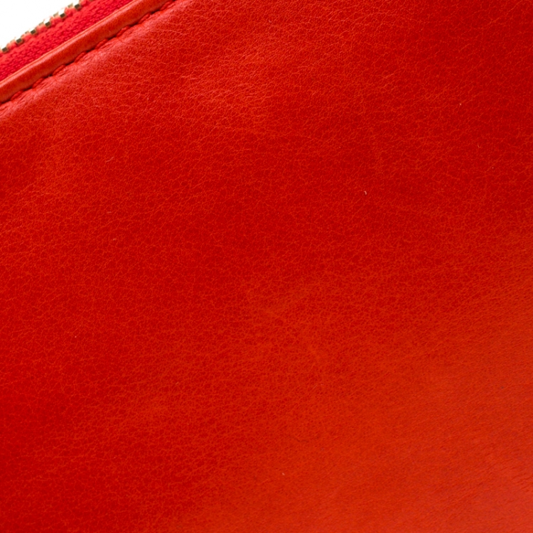 Pre Owned Gucci Red Leather Wristlet Clutch