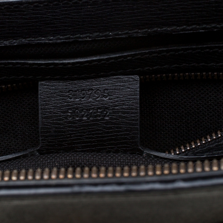 مملوكة مسبقًا Gucci Black Leather Medium Bright Bit Top Handle Bag