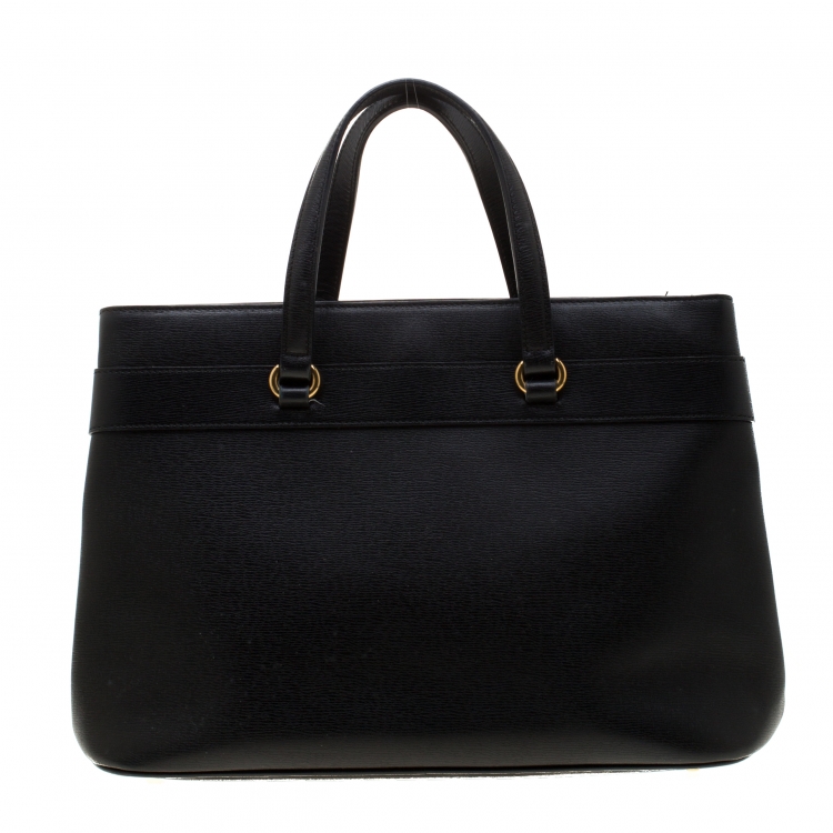 مملوكة مسبقًا Gucci Black Leather Medium Bright Bit Top Handle Bag