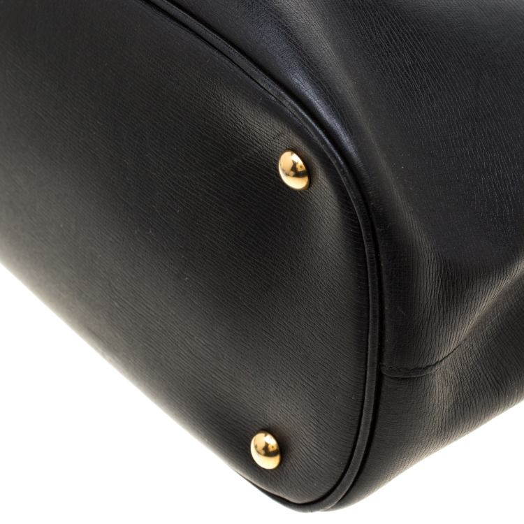 مملوكة مسبقًا Gucci Black Leather Medium Bright Bit Top Handle Bag