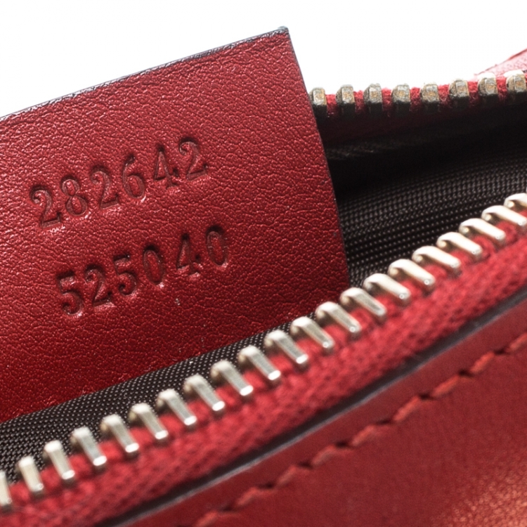 Pre Owned Gucci Red Guccissima Leather Cosmetic Pouch