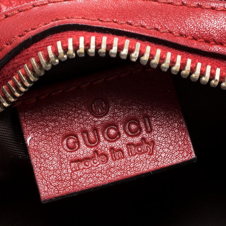 Pre Owned Gucci Red Guccissima Leather Cosmetic Pouch