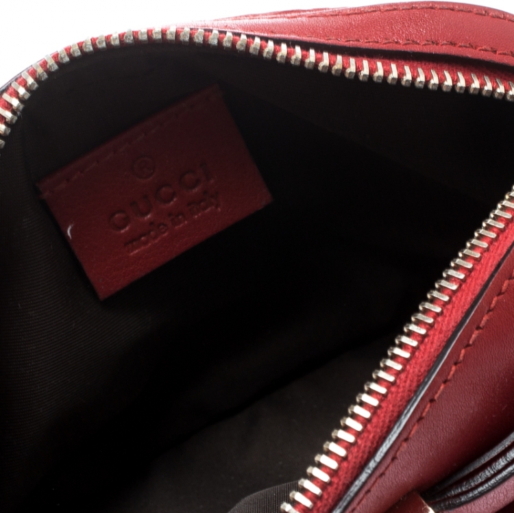 Pre Owned Gucci Red Guccissima Leather Cosmetic Pouch
