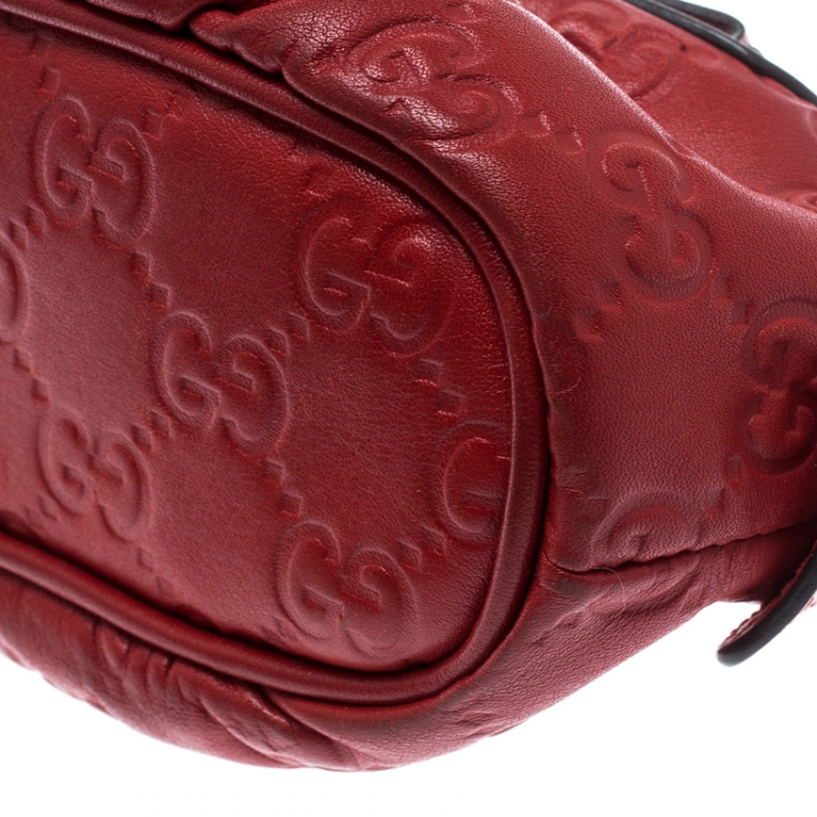 Pre Owned Gucci Red Guccissima Leather Cosmetic Pouch