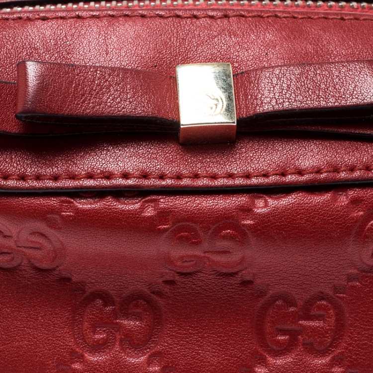 Pre Owned Gucci Red Guccissima Leather Cosmetic Pouch