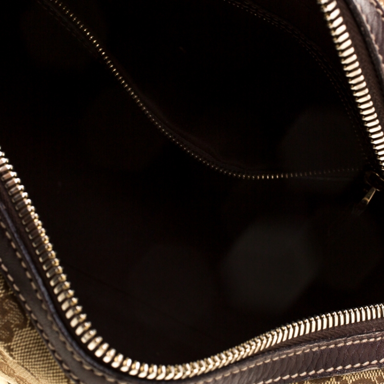 Pre Owned Gucci Beige/Ebony GG Canvas Wave Boston Bag