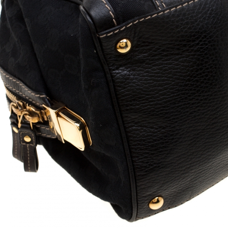 مملوكة مسبقًا Gucci Black GG Canvas and Leather Medium Aviatrix Boston Bag