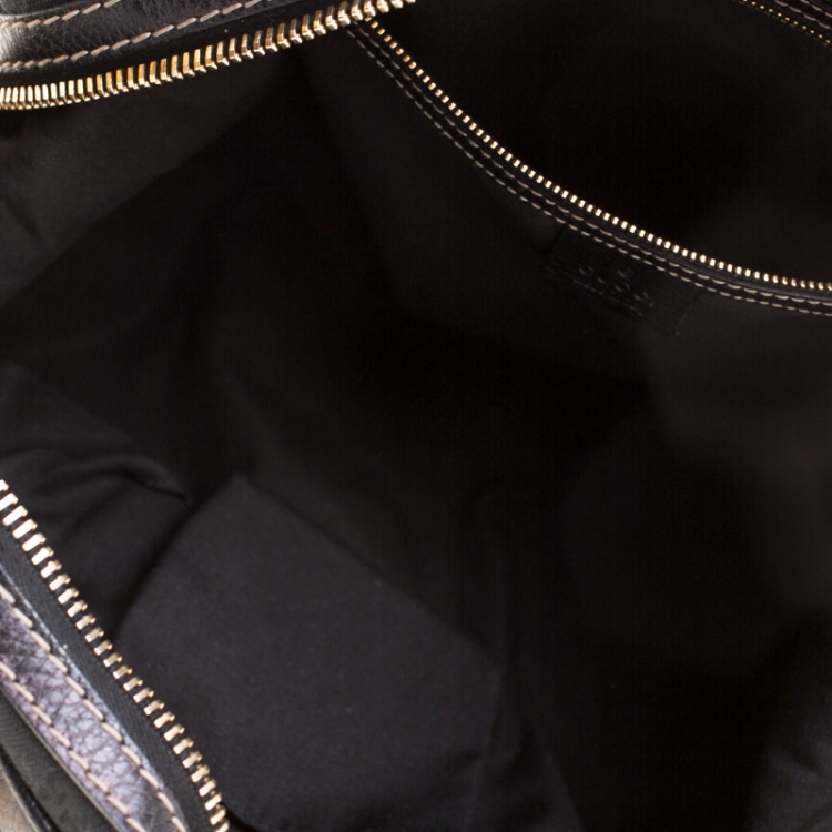 مملوكة مسبقًا Gucci Black GG Canvas and Leather Medium Aviatrix Boston Bag