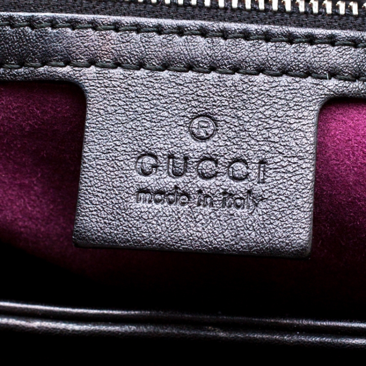 Pre Owned Gucci Black Patent Leather Lady Lock Bamboo Top Handle Bag