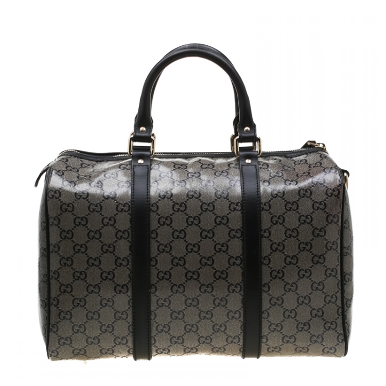 مملوكة مسبقًا Gucci Grey/Black GG Crystal Canvas Medium Joy Boston Bag