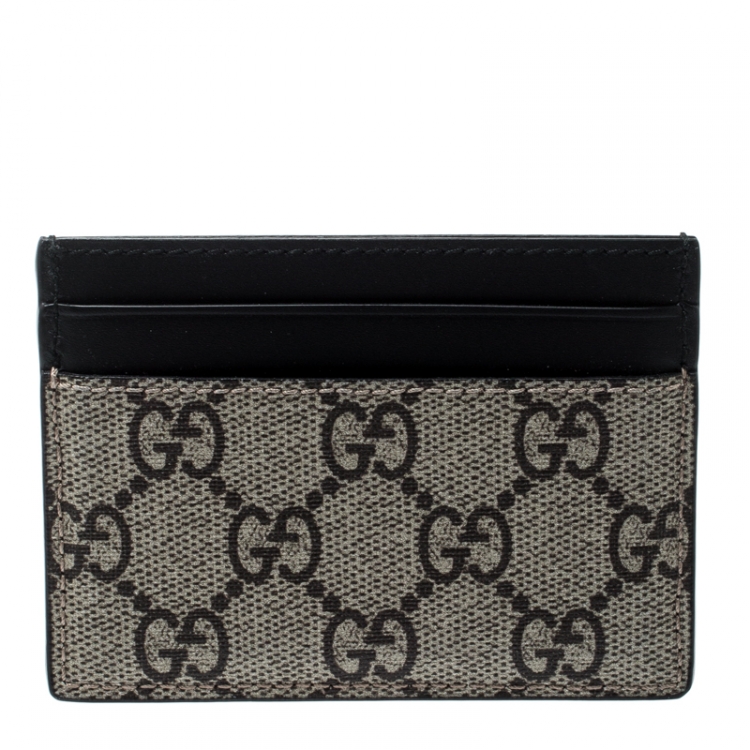 Pre Owned Gucci Beige/Black Kingsnake Print GG Supreme Canvas 4CC Cardholder
