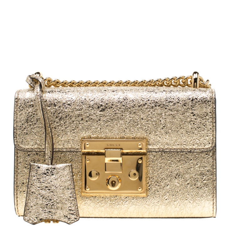 Gucci Gold Metallic Textured Leather 
