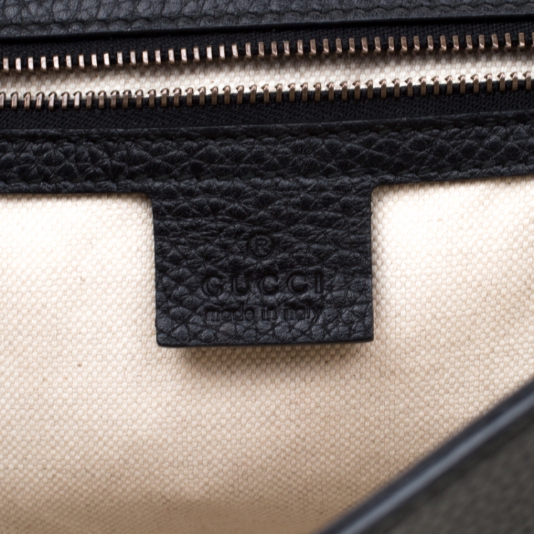 Pre Owned Gucci Black Leather GG Marmont Top Handle Bag