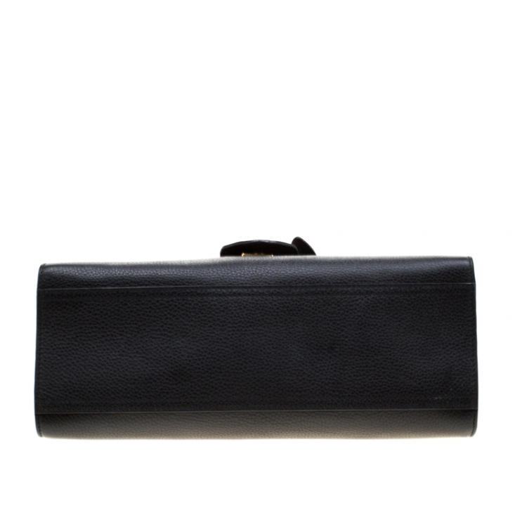 Pre Owned Gucci Black Leather GG Marmont Top Handle Bag