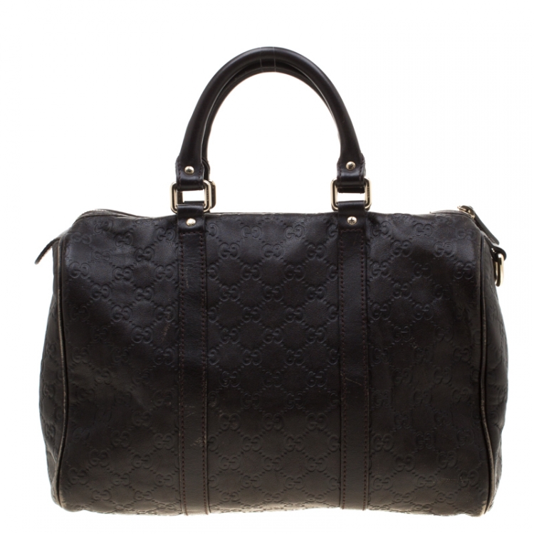 مملوكة مسبقًا Gucci Dark Brown Guccissima Leather Medium Joy Boston Bag