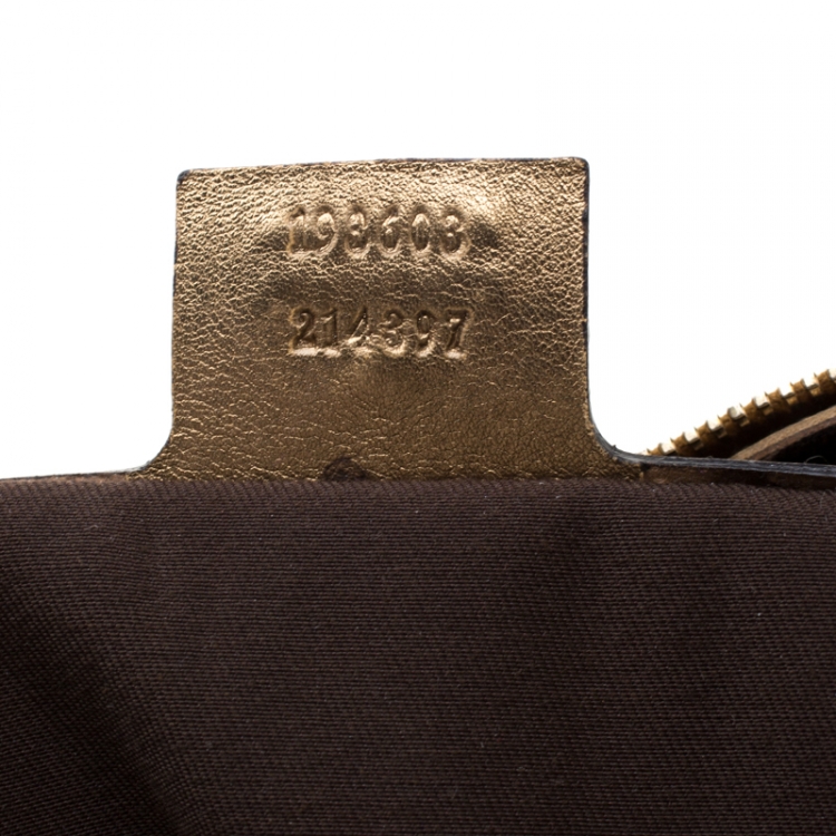 Pre Owned Gucci Gold GG Crystal Canvas Medium Joy Boston Bag