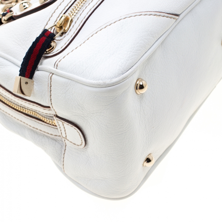 Pre Owned Gucci Ivory Leather Capri Bowler Bag