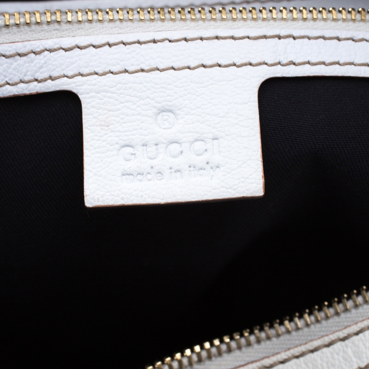 Pre Owned Gucci Ivory Leather Capri Bowler Bag