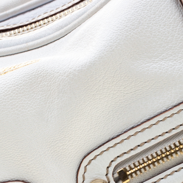 Pre Owned Gucci Ivory Leather Capri Bowler Bag