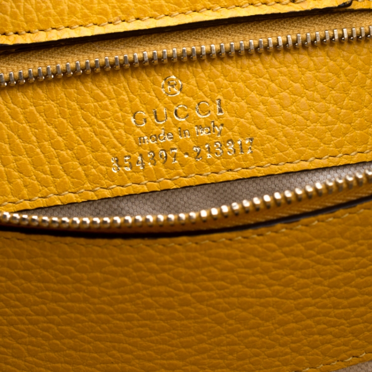 Pre Owned Gucci Mustard Leather Large Swing Shopper Tote