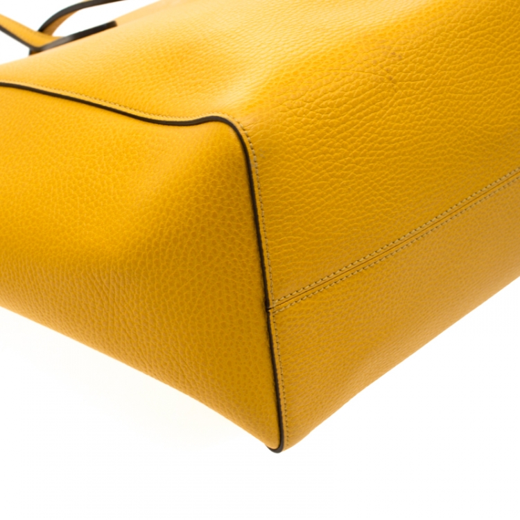 Pre Owned Gucci Mustard Leather Large Swing Shopper Tote