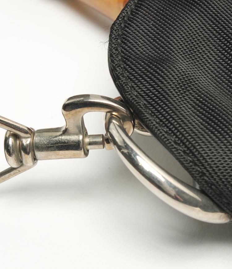 Pre Owned Gucci Black Canvas Bamboo Top Handle Bag