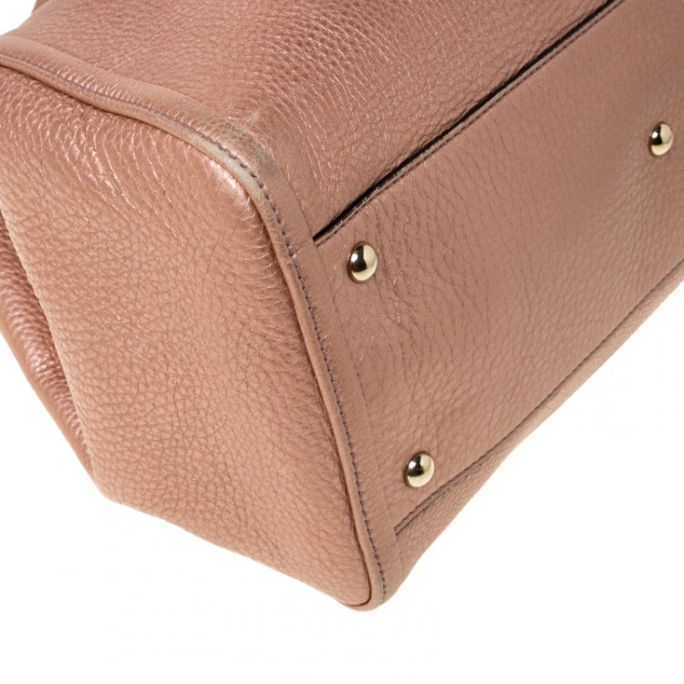 Pre Owned Gucci Metallic Pink Leather Small Soho Tote