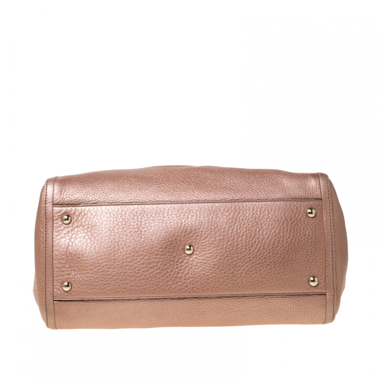 Pre Owned Gucci Metallic Pink Leather Small Soho Tote