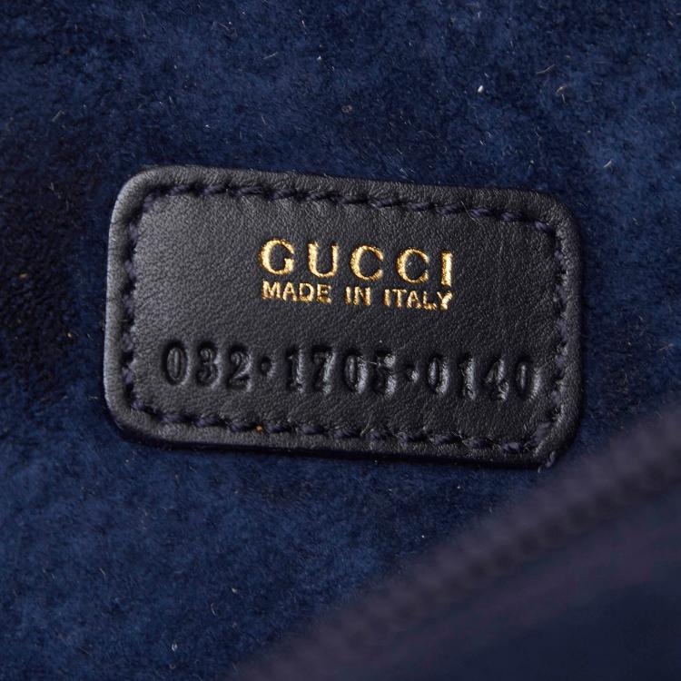 Pre Owned Gucci Black Blue Horsebit Suede Vanity Bag
