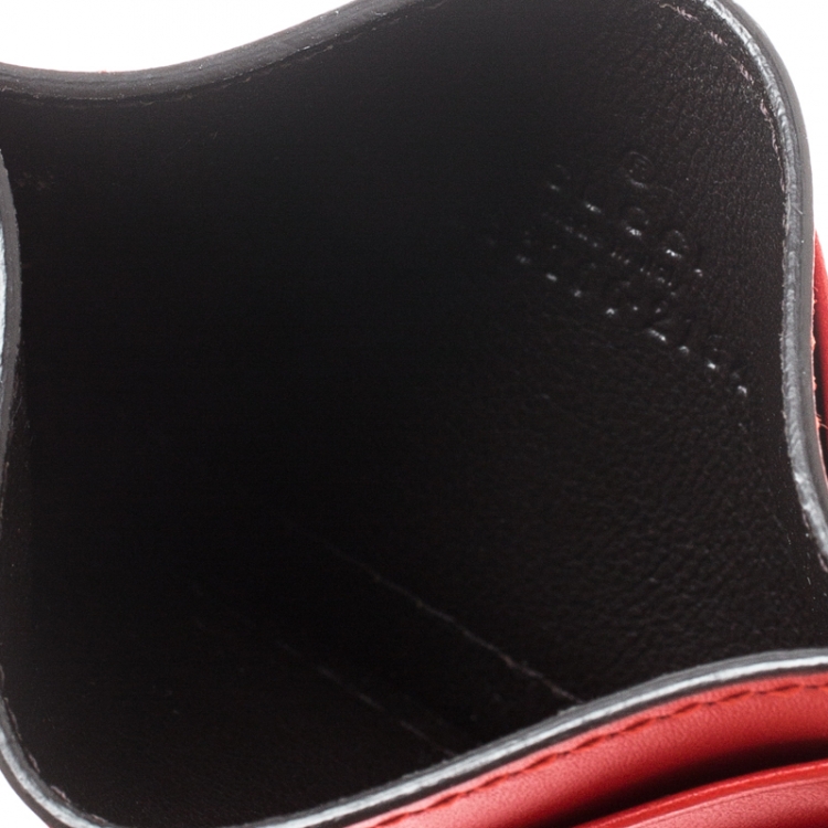 Pre Owned Gucci Red Guccissima Leather Card Holder