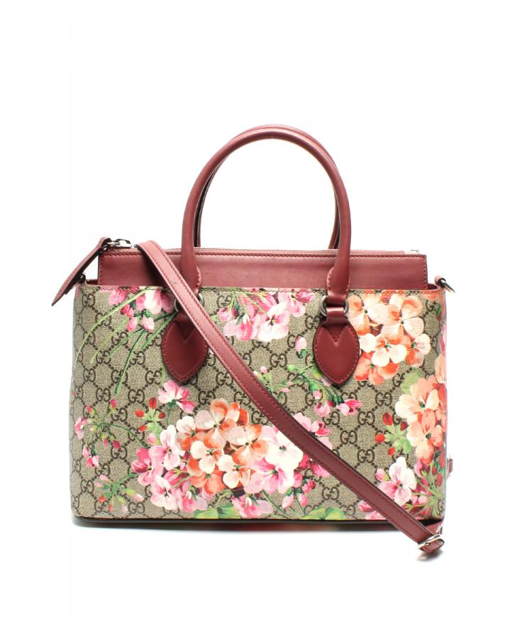 Pre Owned Gucci Beige/Pink GG Coated Canvas Supreme Blooms Top Handle Bag