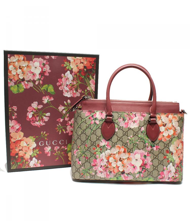 Pre Owned Gucci Beige/Pink GG Coated Canvas Supreme Blooms Top Handle Bag