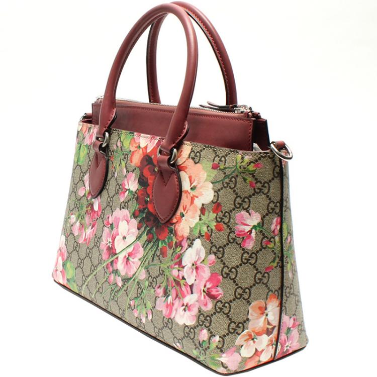 Pre Owned Gucci Beige/Pink GG Coated Canvas Supreme Blooms Top Handle Bag
