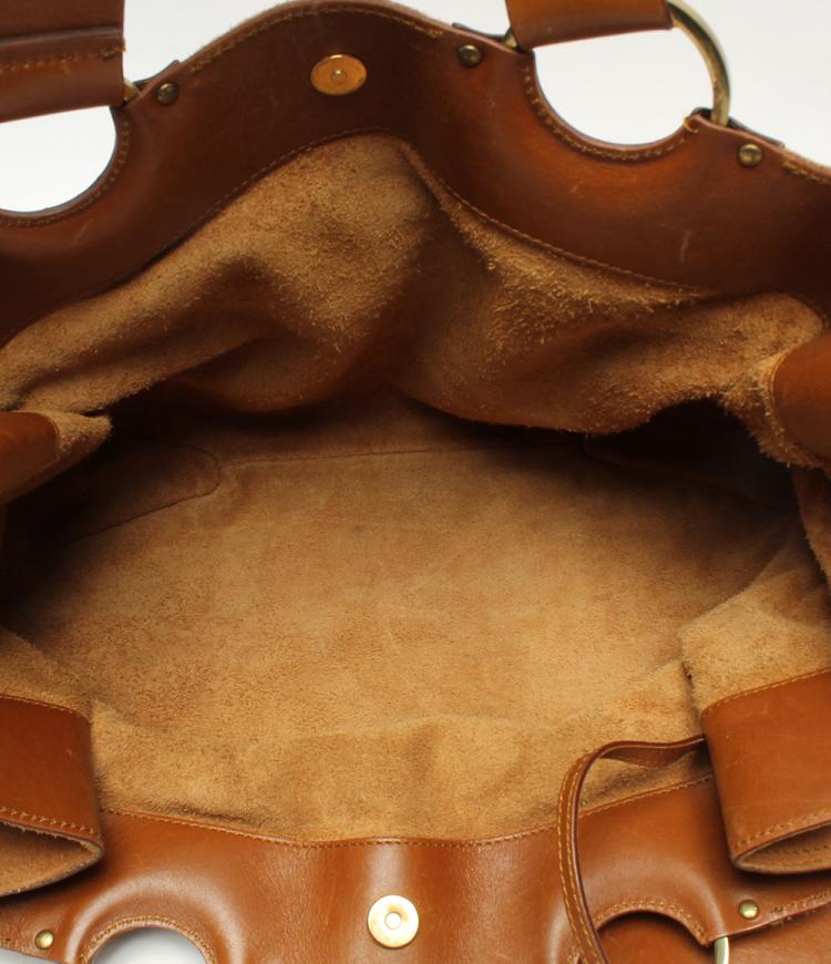 Pre Owned Gucci Beige Suede Top Handle Bag