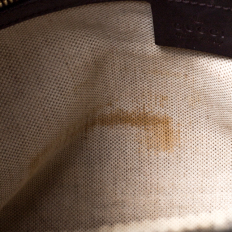 Pre Owned Gucci Brown/Beige GG Canvas Medium Vintage Web Boston Bag